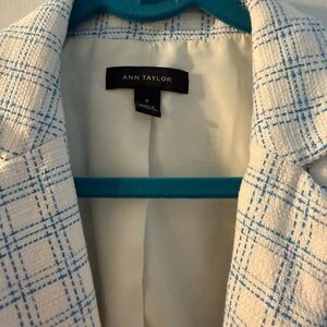 Ann Taylor Ivory and Blue Checkered Blazer